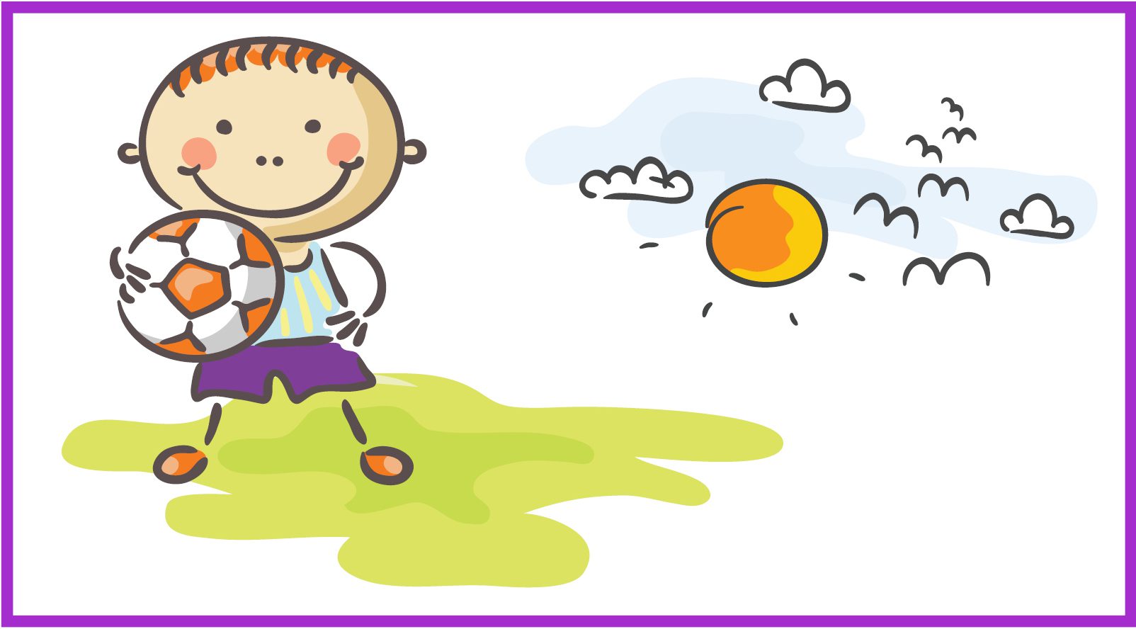 Cartoon boy holding football Cartoon boy holding football