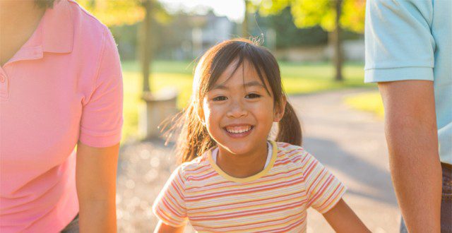 Smiling girl in stripey t-shirt