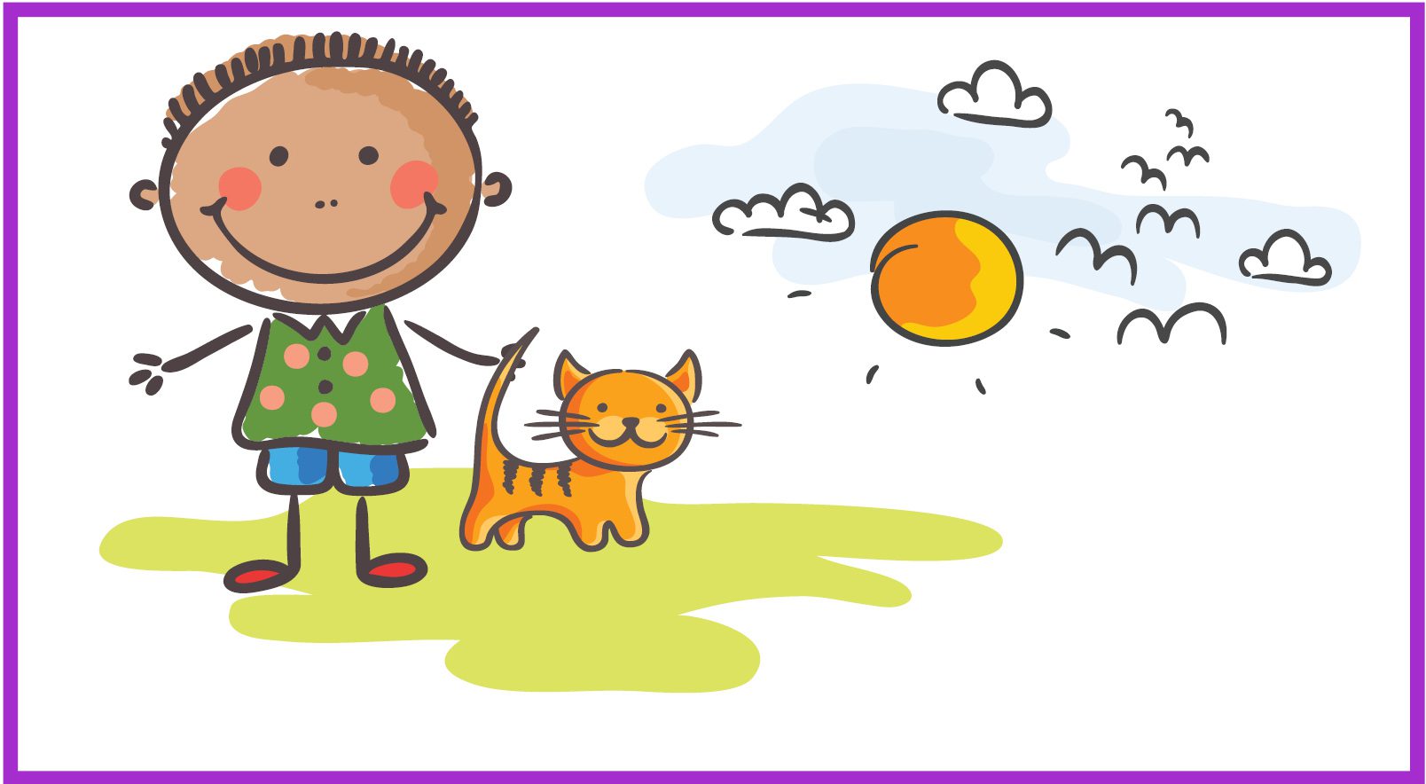 Cartoon boy and cartoon cat Cartoon boy and cartoon cat
