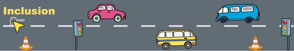Graphic showing cars driving along a road