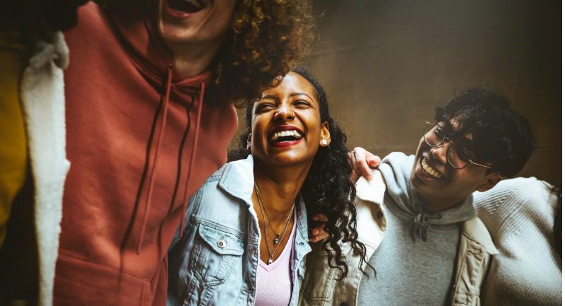 happy young people laughing together