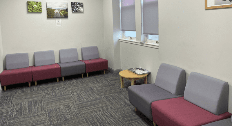 Waiting room in the Falkirk Hearing centre