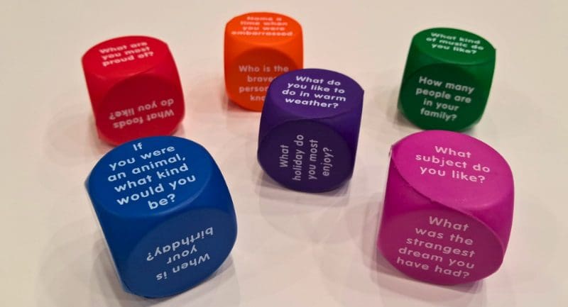 A collection of colourful cubes.